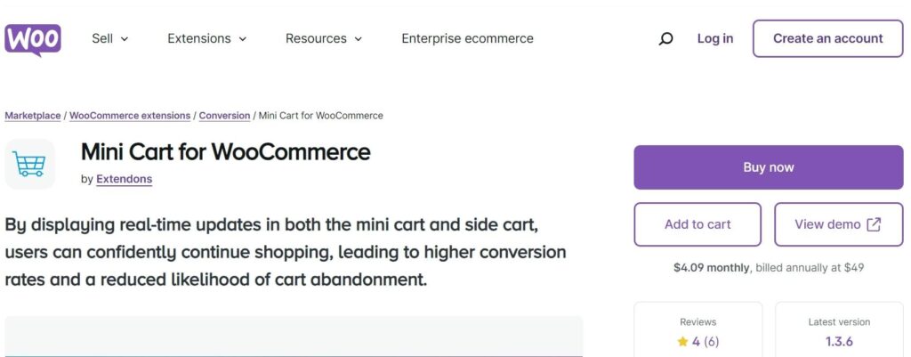 mini cart for Woocommerce